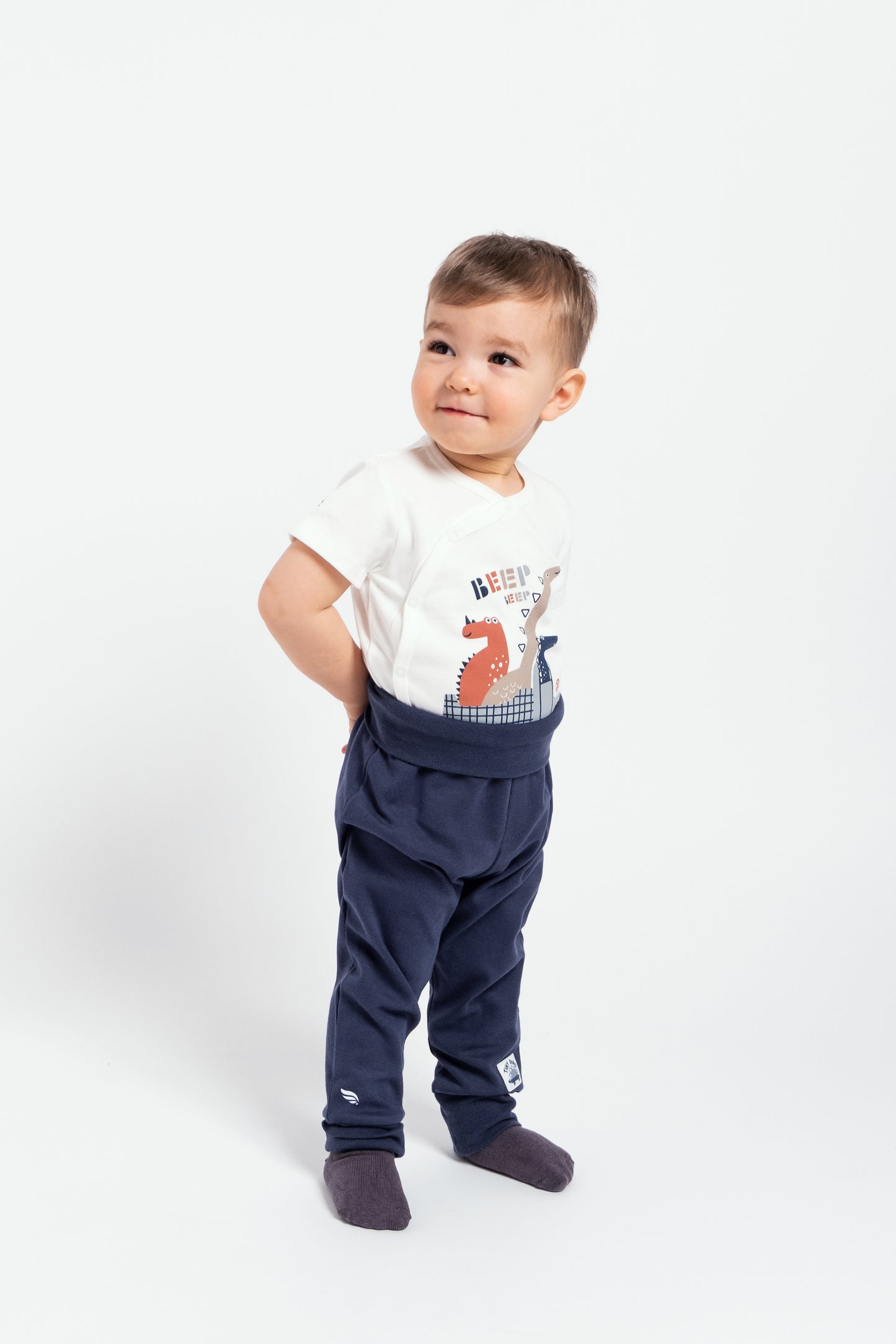 Short Sleeve Dino Adventure Bodysuit - Ecru