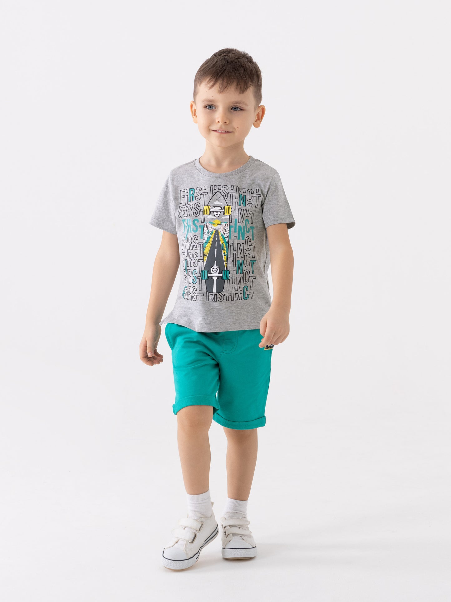 Cherubino Boys' Skateboard Graphic T-Shirt – Fun & Stylish Tees for Back to School - Gray