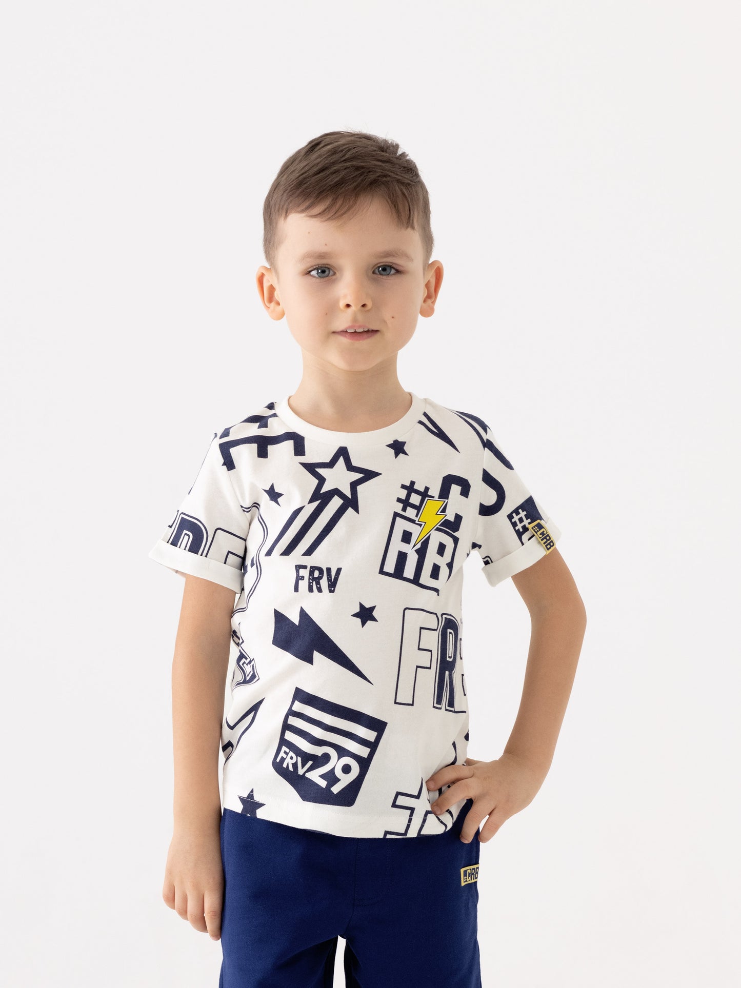Cherubino Boys' Back-to-School Graphic T-Shirt in White – Comfy Top for School, Play, and More
