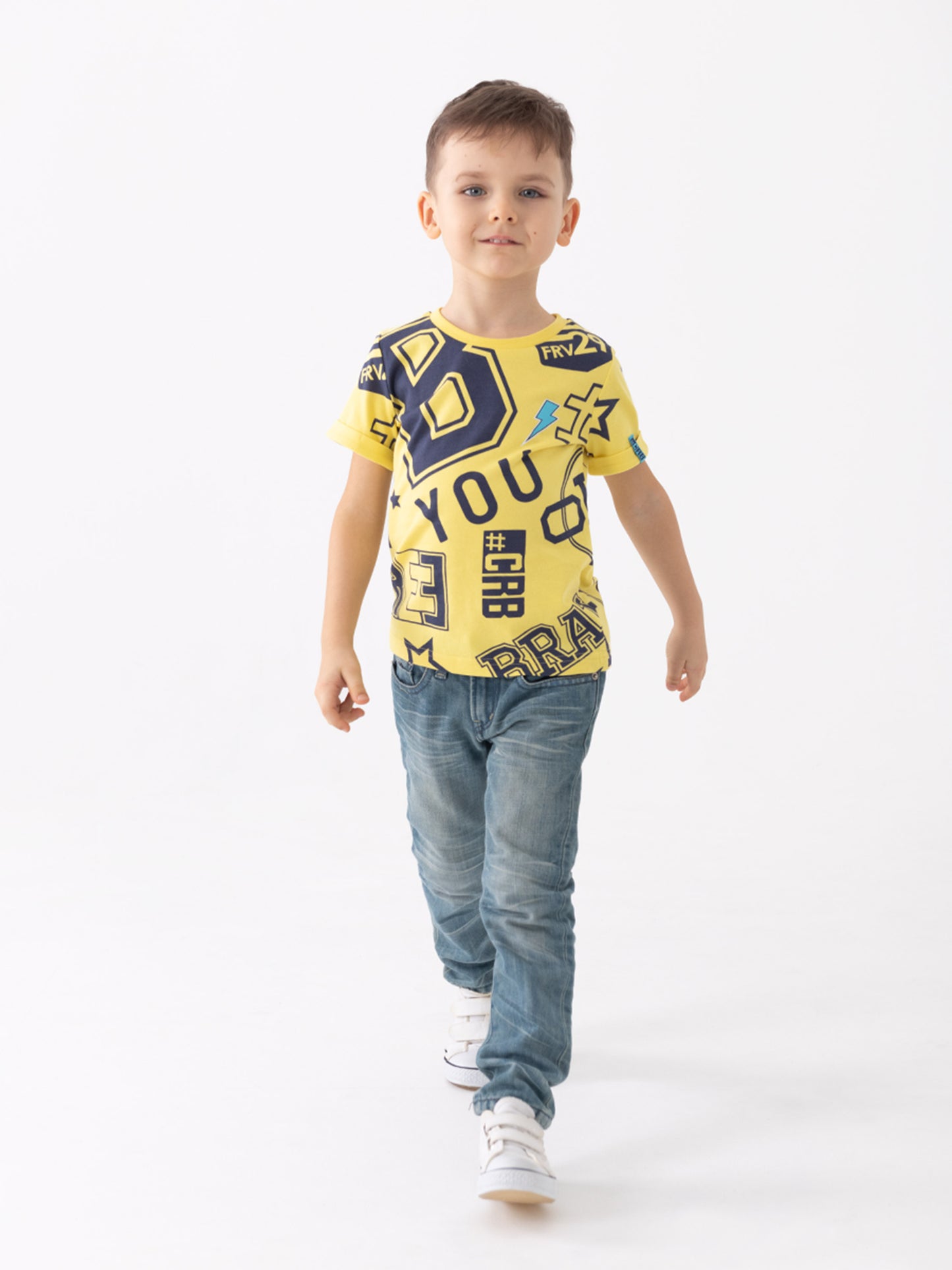 Cherubino Boys' Back-to-School Graphic T-Shirt in Yellow – Comfy Top for School, Play, and More
