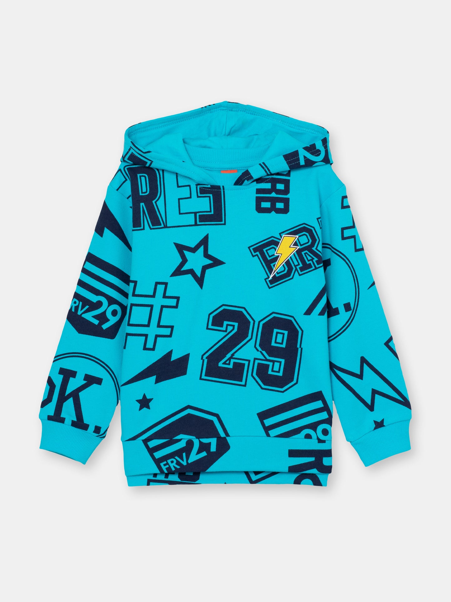 Hoodie Sweatshirt in Stickers Pattern - Blue
