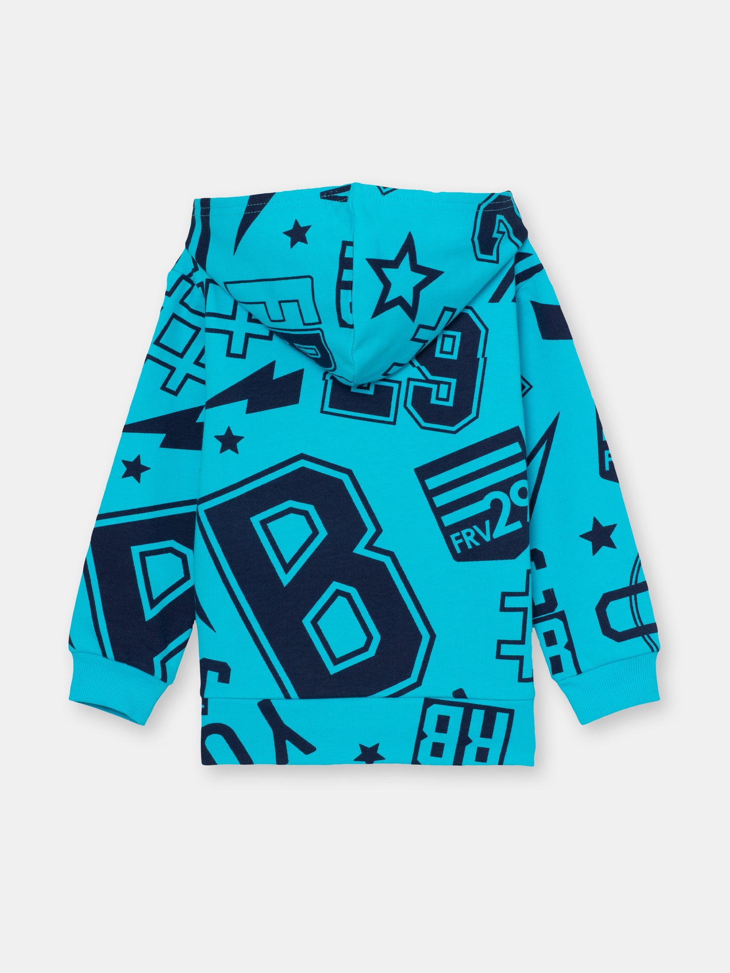Hoodie Sweatshirt in Stickers Pattern - Blue