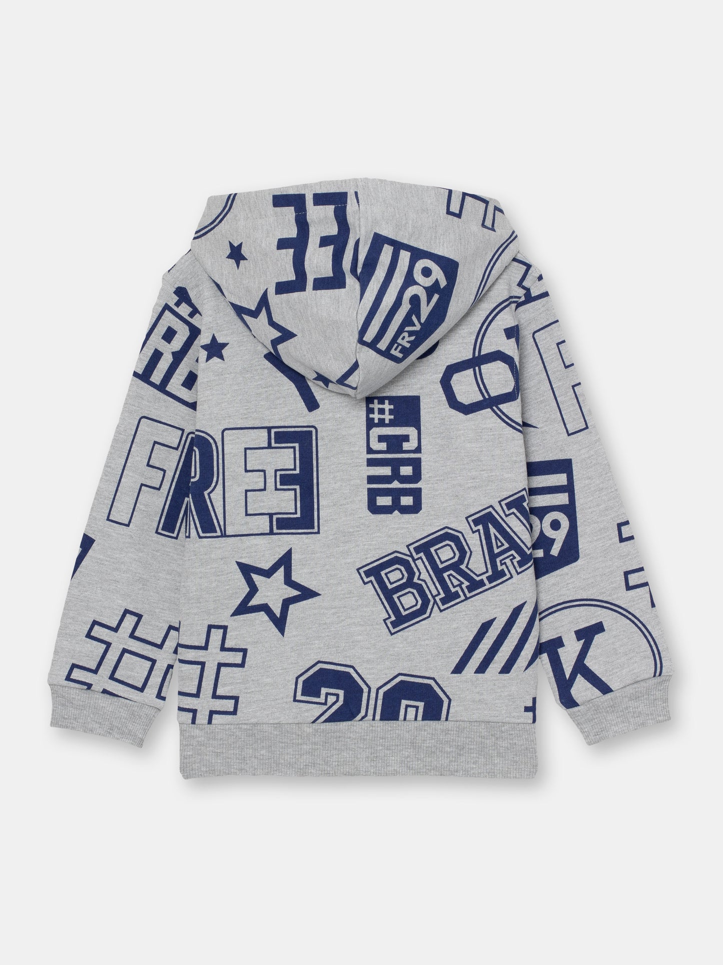 Hoodie Bomber in Stickers Pattern - Grey