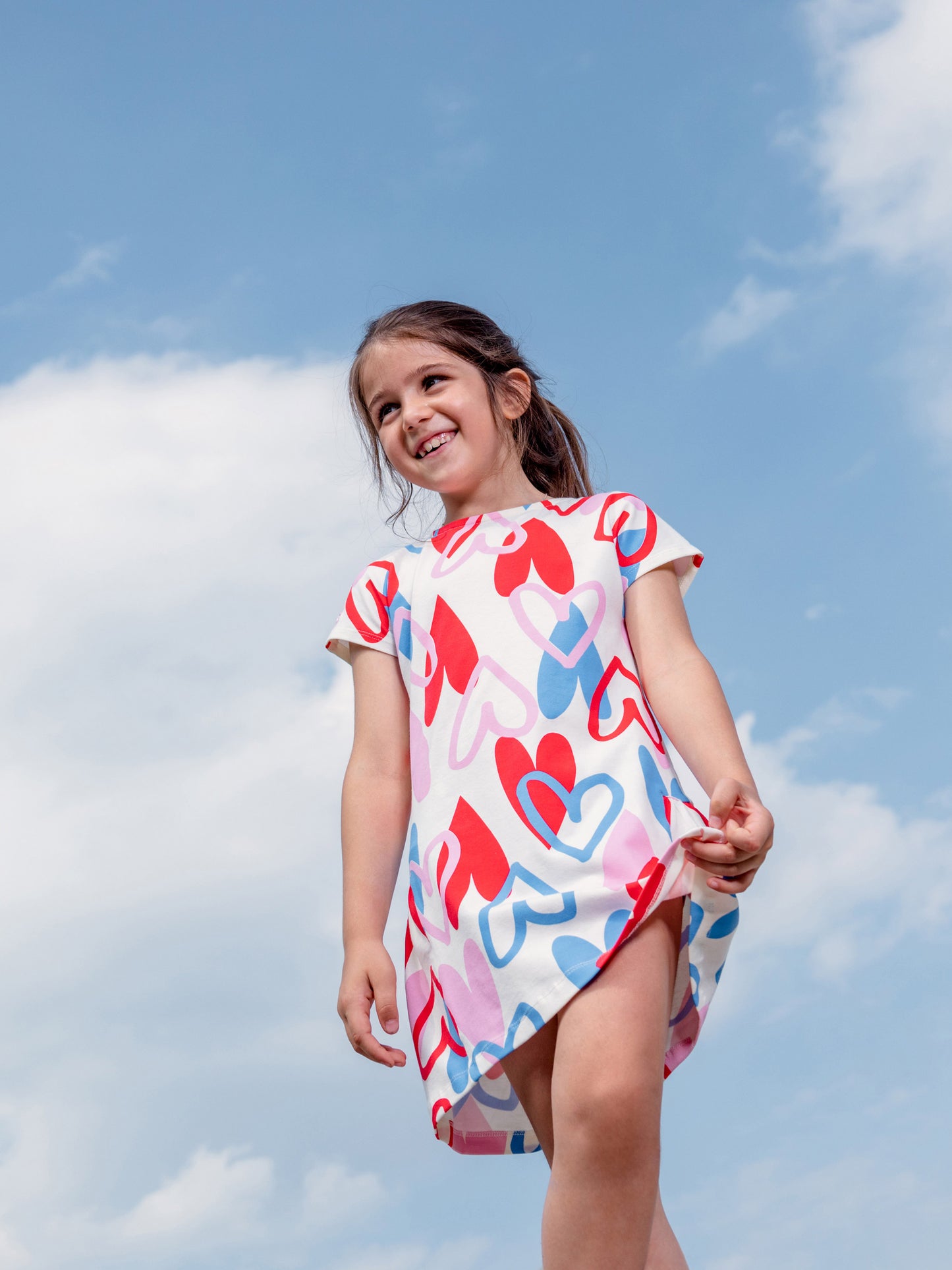 Cherubino Girls' Cupid's Charm Heart-Print A-Line Dress - Perfect for Valentine's Day