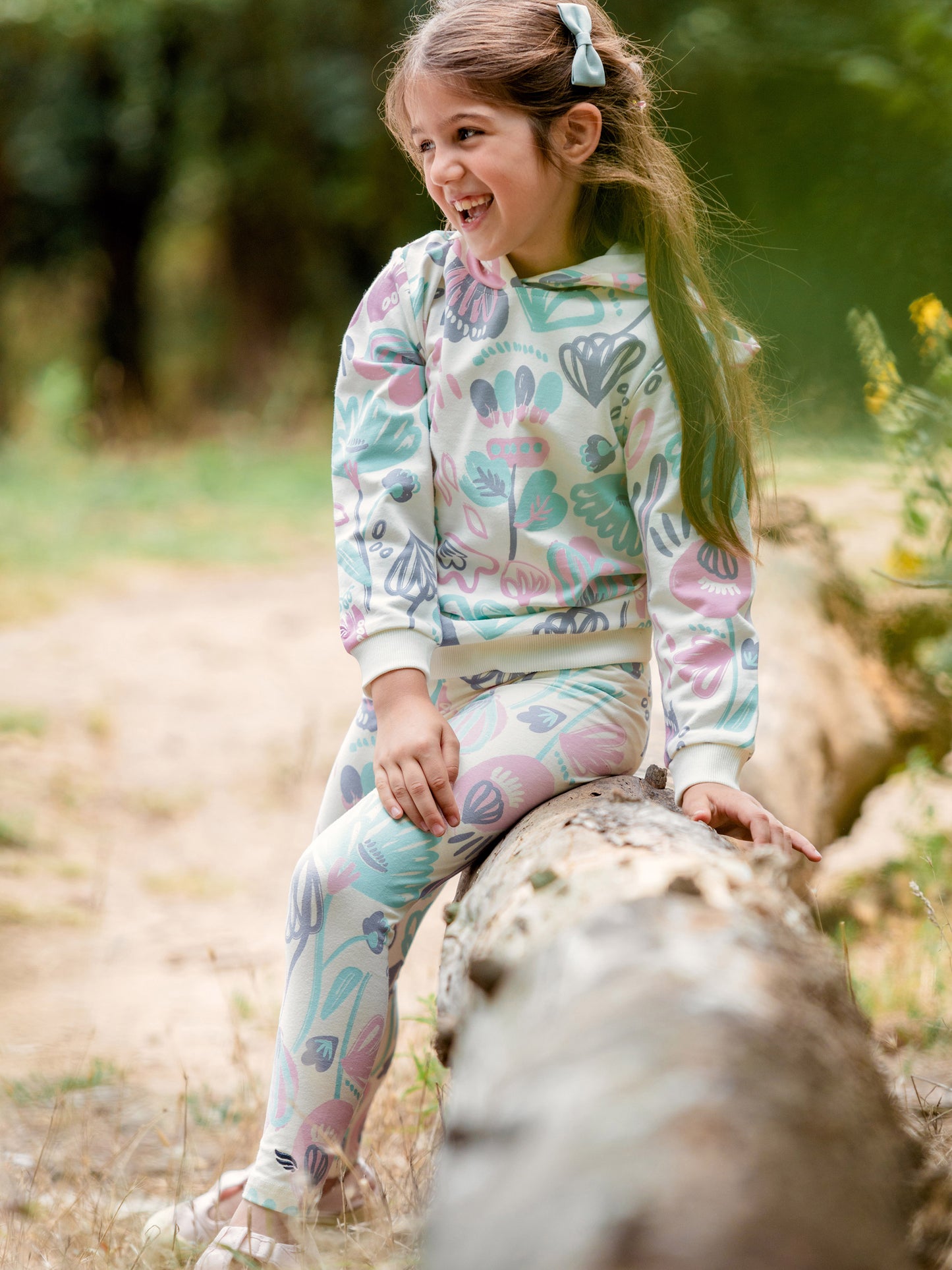 Cherubino "Soft Petals" Cozy Watercolor Floral Leggings for Girls