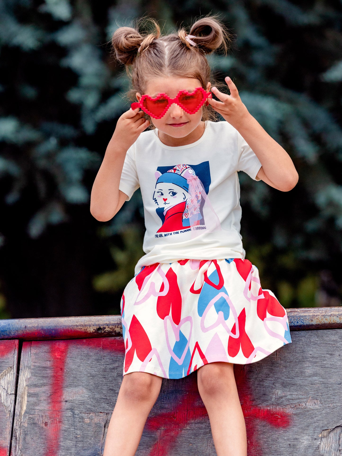 Patterened Skort (in Heart Graffiti) - Multicolor