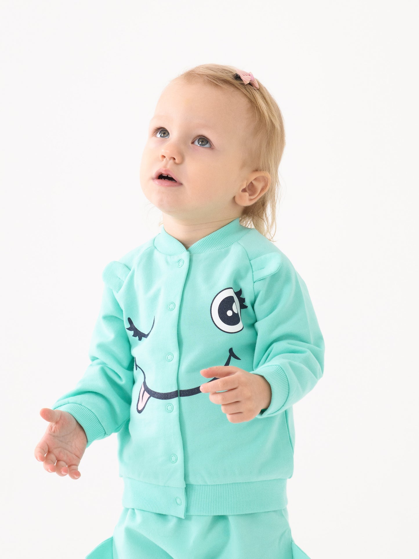 Bomber Jacket with Monster Face Graphic - Atlantis