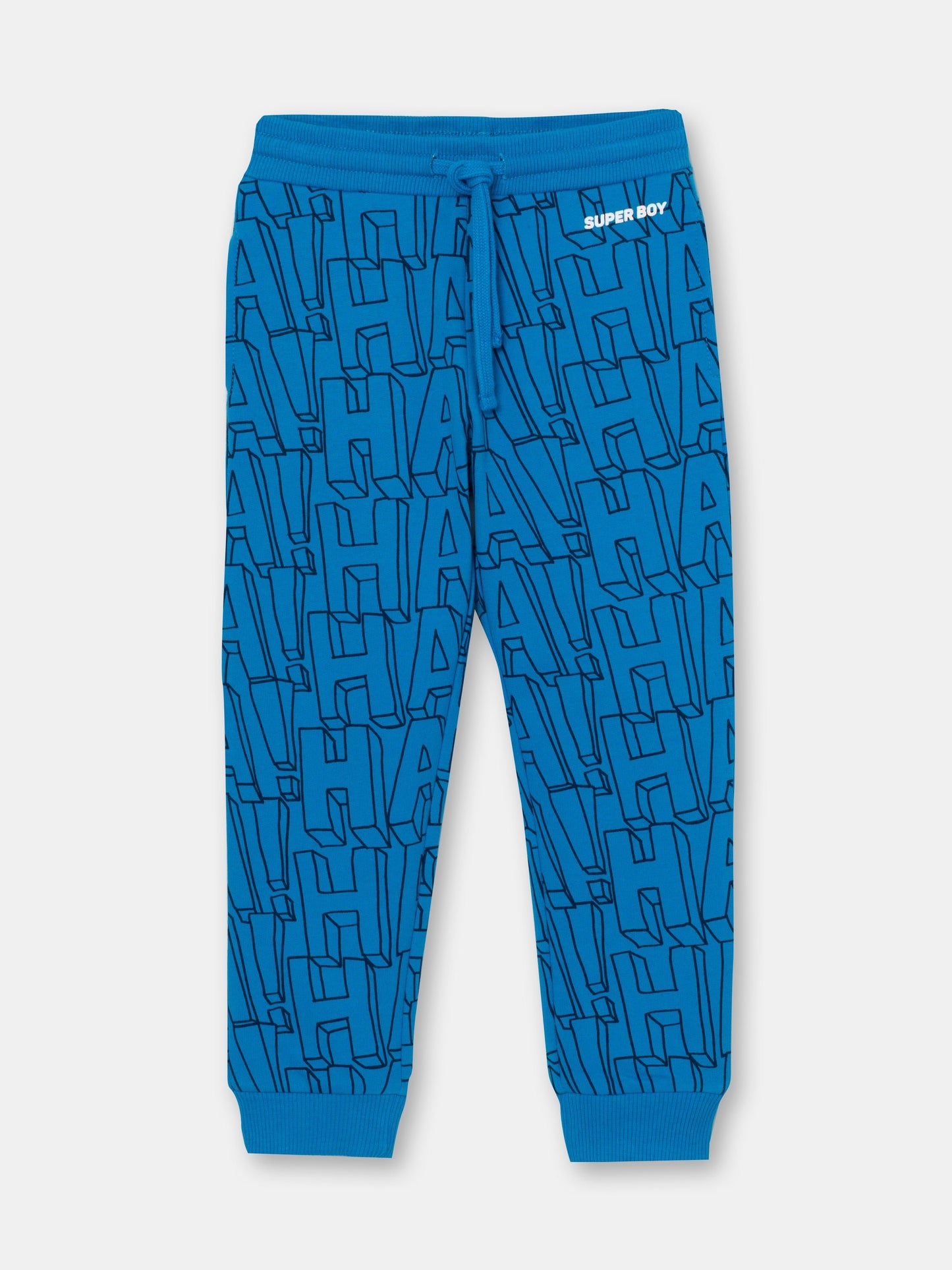 CWKB 70084-42-297 - Cherubino boys azure blue pants with haha print - front