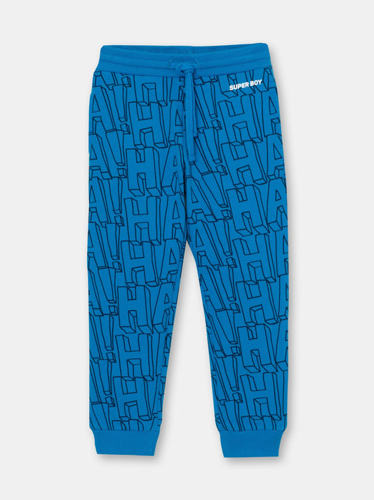 CWKB 70084-42-297 - Cherubino boys azure blue pants with haha print - front
