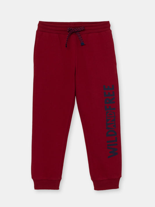Boys Red Pants with Wild and Free Print