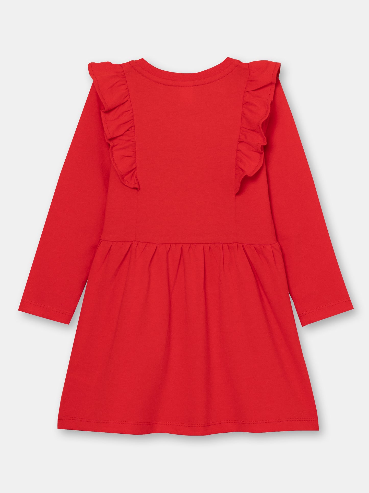 CWKG 62887-26-290 - Cherubino girls candy apple red dress with rule the world print - back